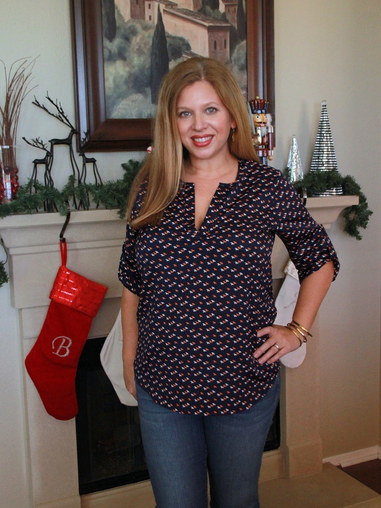 Stitch Fix December 2016 Review - Market & Spruce Ivy Split Neck Print Blouse #stitchfix #fashion #style