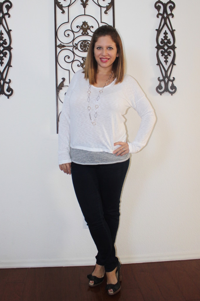 stitch fix january state side hildie layered knit top and liverpool shania stitched detail jean